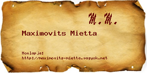 Maximovits Mietta névjegykártya
